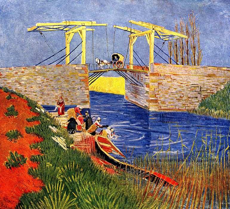 The Langlois Bridge at Arles with Women Washing. Vincent van Gogh