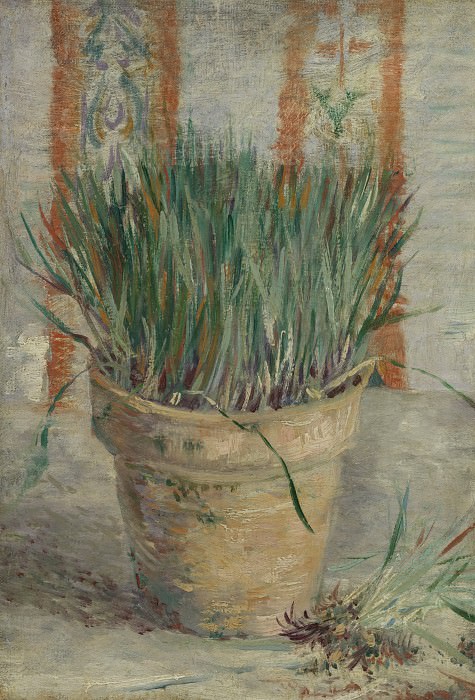 Цветочный горшок с зеленым луком, Винсент Ван Гог
