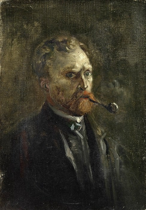 Self-Portrait with Pipe. Vincent van Gogh