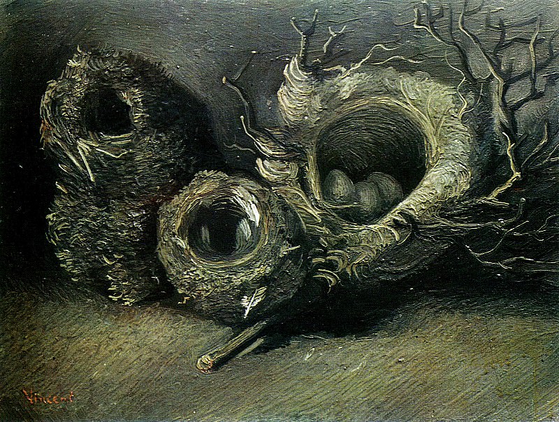 Still Life with Three Birds Nests. Vincent van Gogh
