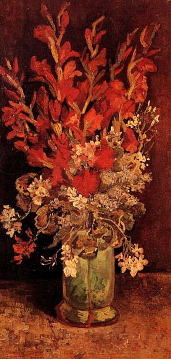 Vase with Gladioli and Carnations. Vincent van Gogh