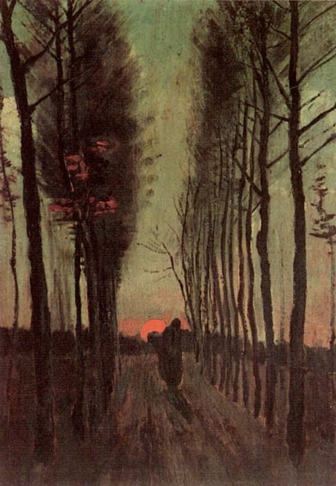 Тополиная аллея на закате, Винсент Ван Гог