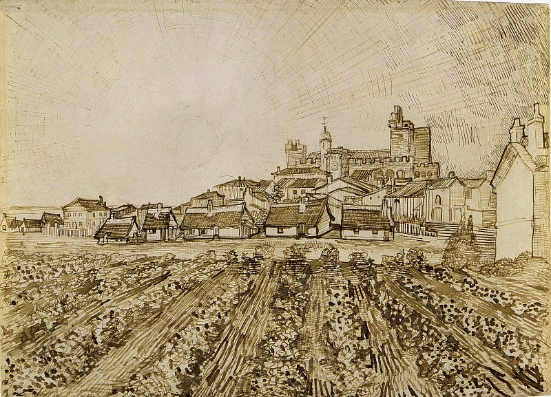 View of Saintes-Maries with Church and Ramparts. Vincent van Gogh