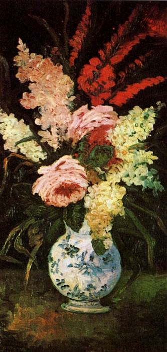 Vase with Gladioli and Lilac. Vincent van Gogh
