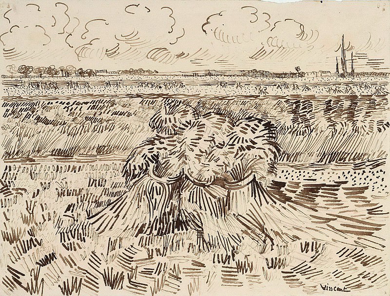 Пшеничное поле со снопами, Винсент Ван Гог
