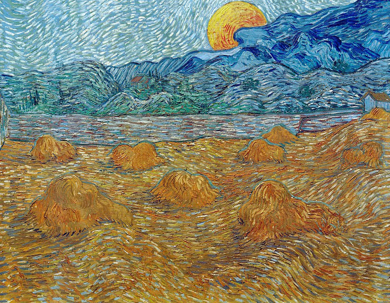 Evening Landscape with Rising Moon. Vincent van Gogh
