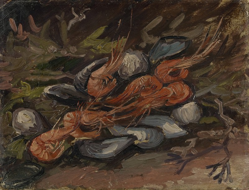 Still Life with Mussels and Shrimps. Vincent van Gogh
