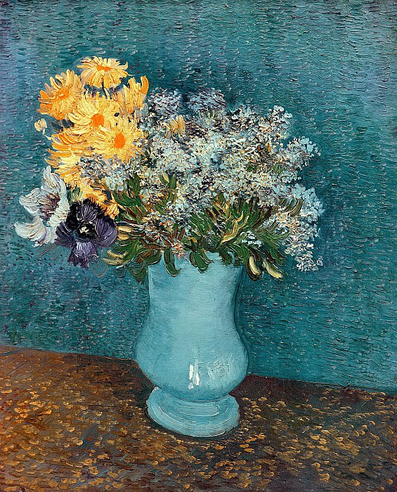 Vase with Lilac, Margerites and Anemones. Vincent van Gogh