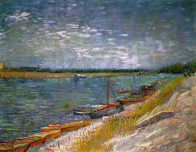 Речной пейзаж с гребными лодками, Винсент Ван Гог