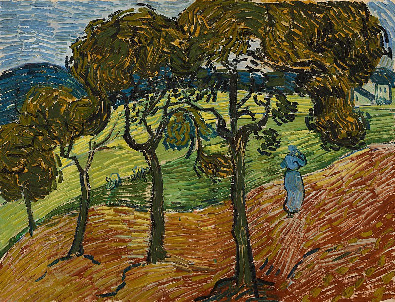 Пейзаж с деревьями и фигурами, Винсент Ван Гог