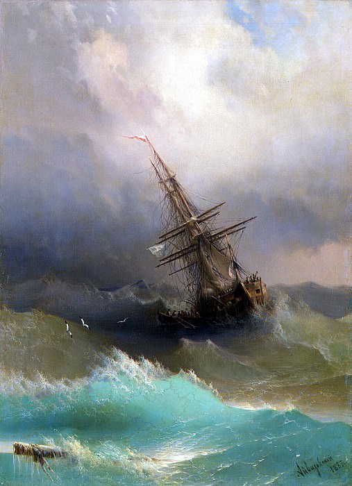 Aivazovsky, Ivan Konstantinovich - Ship midst of the stormy sea. Hermitage ~ Part 01