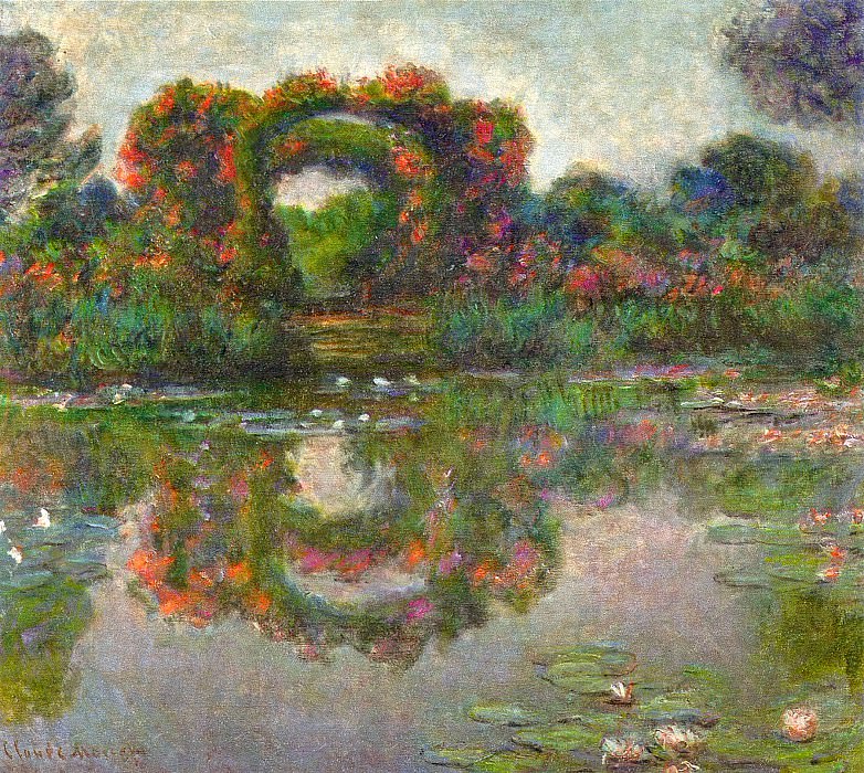 Rose Flowered Arches at Giverny. Claude Oscar Monet