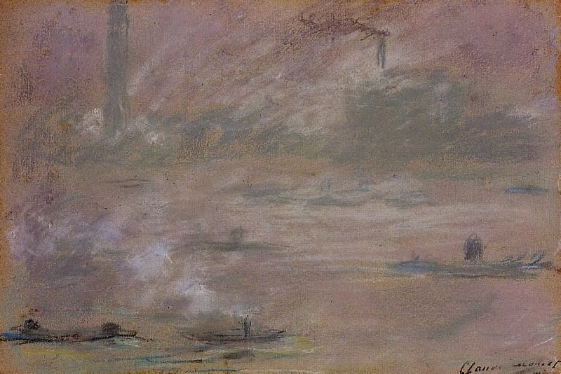 Boats on the Thames, London. Claude Oscar Monet