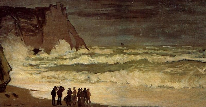 The Manneport, Rough Sea at Etretat. Claude Oscar Monet
