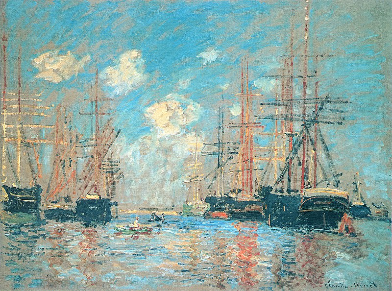 The Sea, Port in Amsterdam. Claude Oscar Monet
