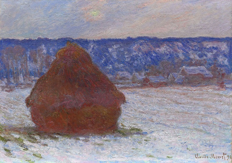 Stack of Wheat (Snow Effect, Overcast Day). Claude Oscar Monet