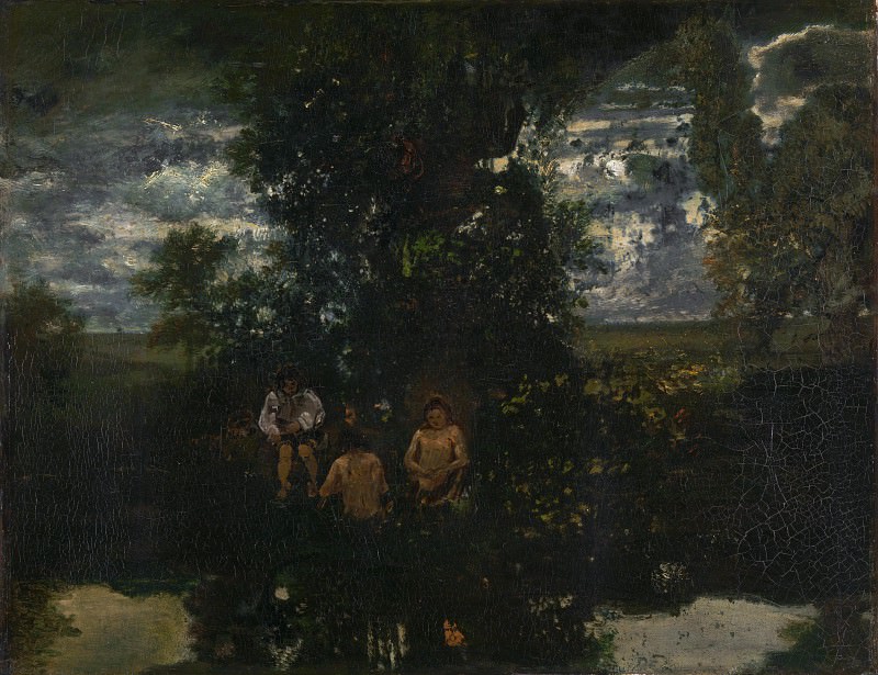 Theodore Rousseau - Moonlight - The Bathers. Part 6 National Gallery UK