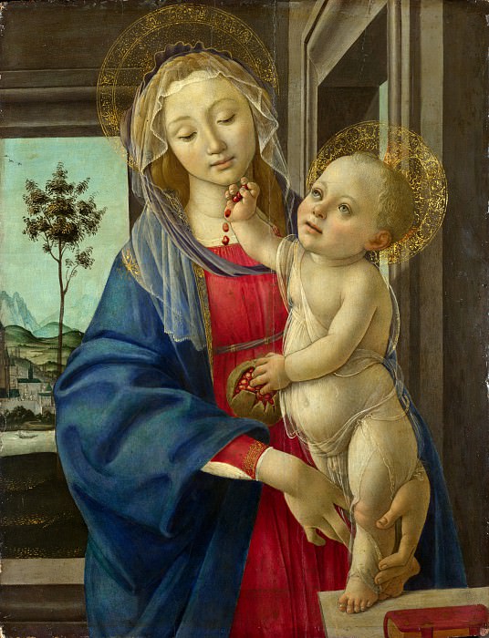 Workshop of Sandro Botticelli - The Virgin and Child with a Pomegranate. Part 6 National Gallery UK