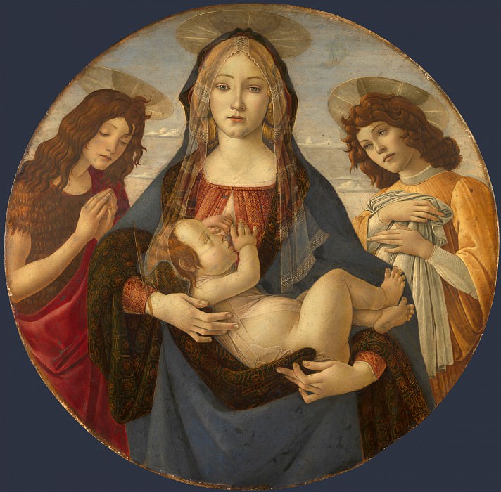 Workshop of Sandro Botticelli - The Virgin and Child with Saint John and an Angel. Part 6 National Gallery UK