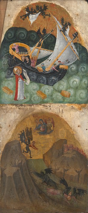Далматинский мастер, 1375-1400 - Спасение Эльсиния от кораблекрушения и Утонувший французский каноник. Часть 2 Национальная галерея