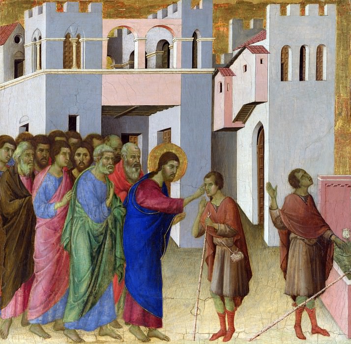 Duccio - Jesus opens the Eyes of a Man born Blind. Part 2 National Gallery UK
