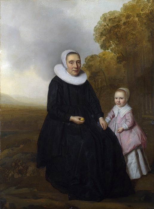 Dutch - Portrait of a Seated Woman and a Girl in a Landscape. Part 2 National Gallery UK