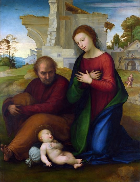 Fra Bartolommeo - The Virgin adoring the Child with Saint Joseph. Part 2 National Gallery UK