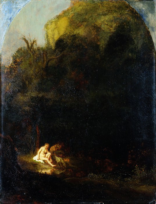 Рембрандт (последователь) - Купающаяся Диана, застигнутая Сатиром. Часть 2 Национальная галерея