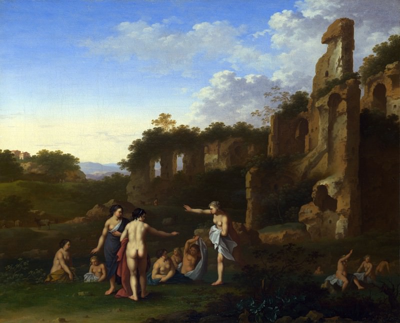 Cornelis van Poelenburgh - Women bathing in a Landscape. Part 2 National Gallery UK