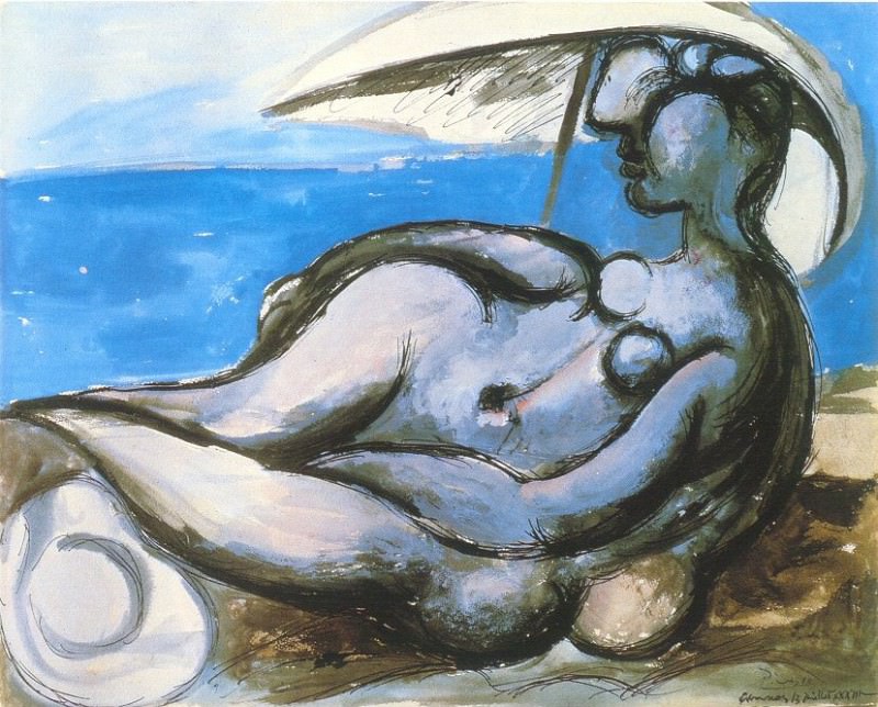 1933 Femme au parasol Вtendue sur la plage, Пабло Пикассо (1881-1973) Период: 1931-1942