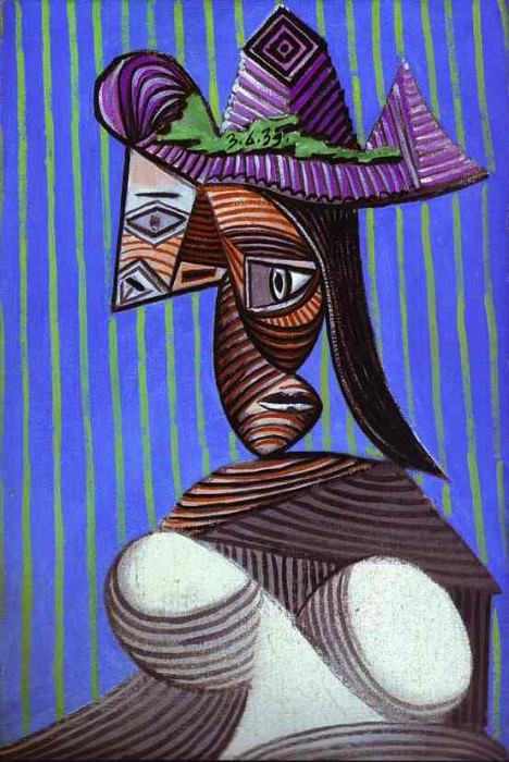 1939 Buste de femme au chapeau rayВ. Пабло Пикассо (1881-1973) Период: 1931-1942