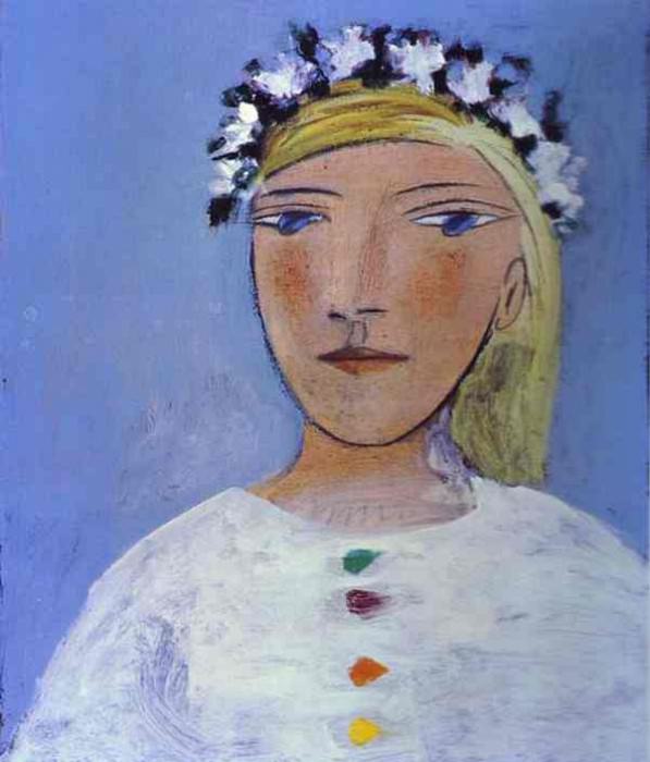 1937 Portrait de femme Е la guirlande. Пабло Пикассо (1881-1973) Период: 1931-1942 (Marie-Thérèse Walter couronnВ de fleurs)