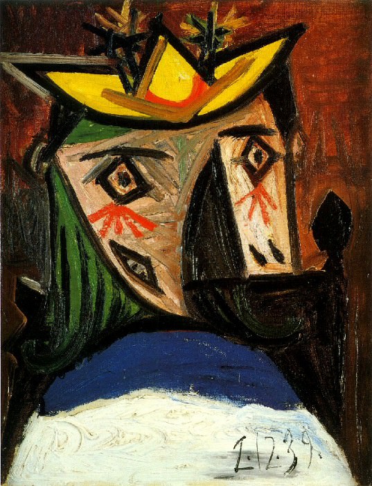 1939 TИte de figure fВminine (Dora Maar). Пабло Пикассо (1881-1973) Период: 1931-1942