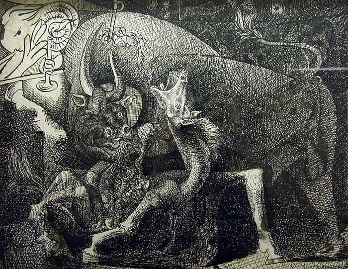 1934 Femme Е la bougie, combat entre le taureau et le cheval. Pablo Picasso (1881-1973) Period of creation: 1931-1942