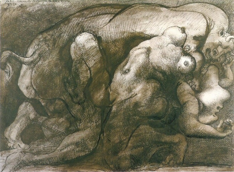 1933 Taureau et femme. Пабло Пикассо (1881-1973) Период: 1931-1942