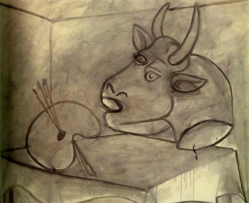 1938 Nature morte Е la palette et tИte de taureau. Пабло Пикассо (1881-1973) Период: 1931-1942