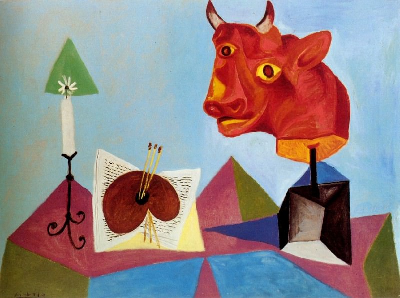 1938 Bougie, palette, tИte de taureau rouge. Pablo Picasso (1881-1973) Period of creation: 1931-1942