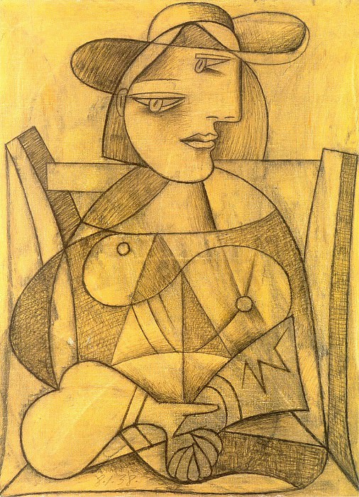 1938 Femme aux mains jointes. Пабло Пикассо (1881-1973) Период: 1931-1942