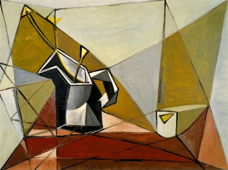 1942 Pichet de fleurs sur une table. Pablo Picasso (1881-1973) Period of creation: 1931-1942