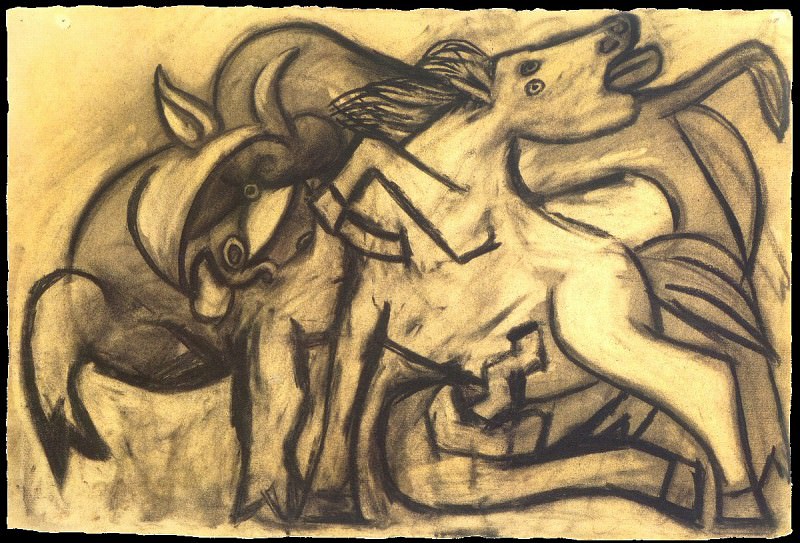 1934 Cheval et taureau. Пабло Пикассо (1881-1973) Период: 1931-1942
