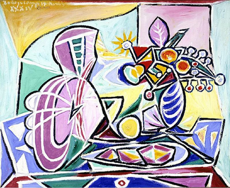 1934 Mandoline et vase de fleurs. Пабло Пикассо (1881-1973) Период: 1931-1942 (Nature morte)