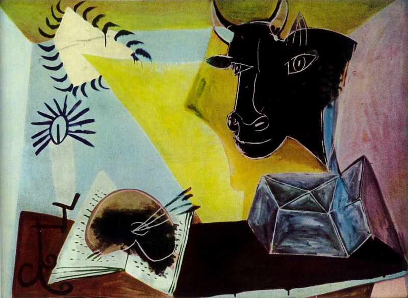1938 Nature morte Е la tИte de taureau noir. Pablo Picasso (1881-1973) Period of creation: 1931-1942