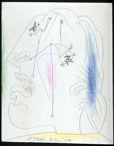 1937 La femme qui pleure au foulard. Pablo Picasso (1881-1973) Period of creation: 1931-1942
