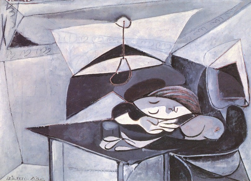 1936 fille endormie sur une table1. Пабло Пикассо (1881-1973) Период: 1931-1942