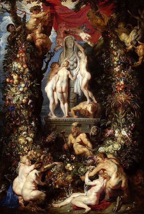 Three Graces, adorning Nature. Jan Brueghel The Elder