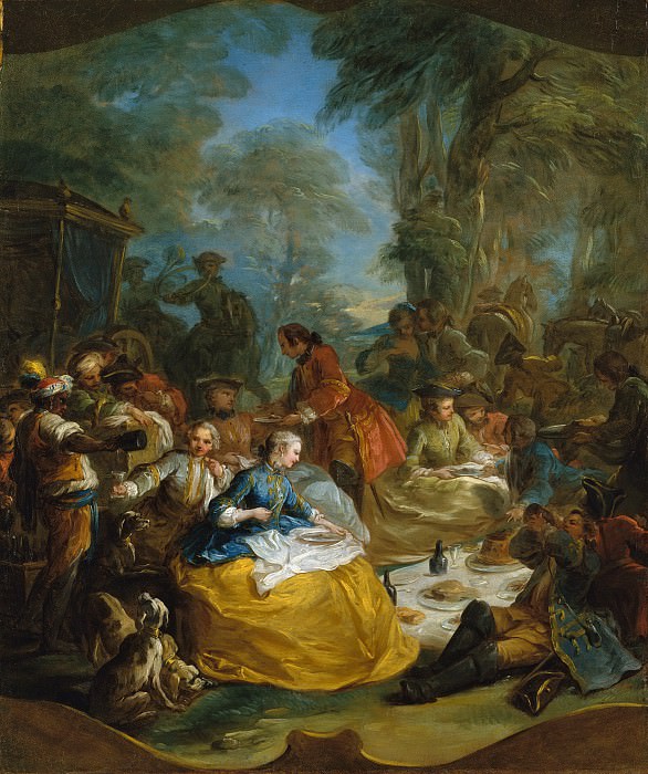 Карл Ванлоо (Франция, 1705-1765) - Пикник после охоты. Музей Метрополитен: часть 2