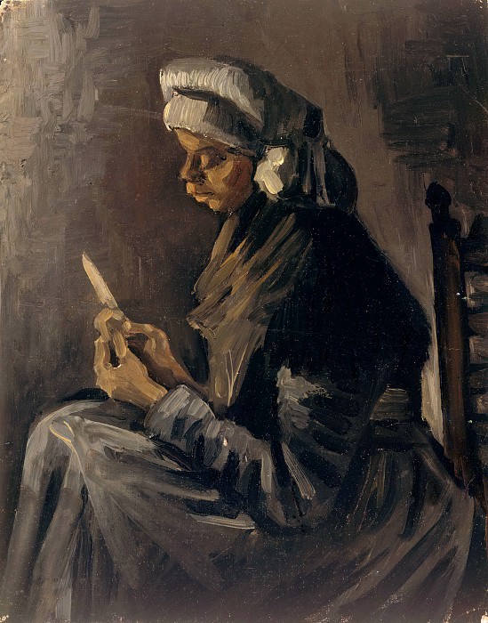 Чистка картофеля (обратная сторона картины: Автопортрет в соломенной шляпе). Винсент Ван Гог