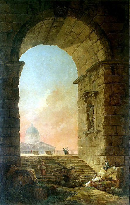 Robert, Hubert - Landscape with arch and dome of the Cathedral of St. Peters in Rome. Hermitage ~ part 10