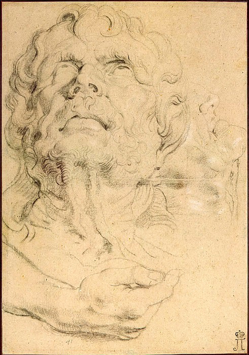 Rubens, Peter Paul - Study of the head man, looking upward, hands and part of the male profile. Hermitage ~ part 10
