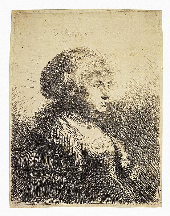 Rembrandt, Harmenszoon van Rijn - Portrait of Saskia with Pearls in your hair. Hermitage ~ part 10